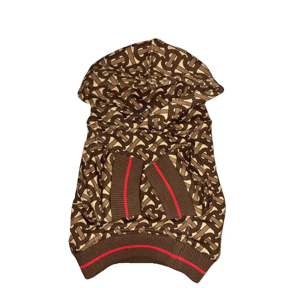 Burberry Dog Pet Hoodie S Bridle Brown TB Monogram NEW